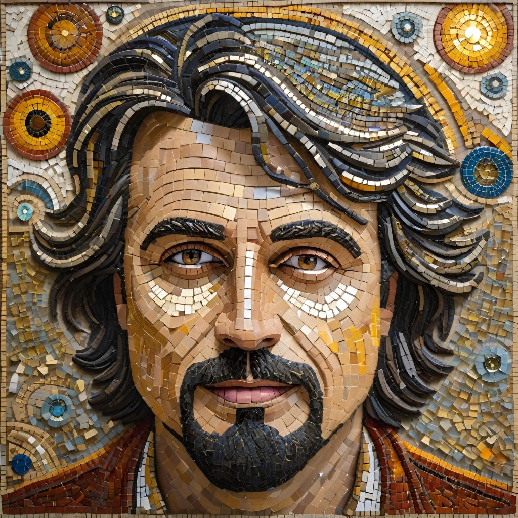 ai generated art image of a mosaic man 